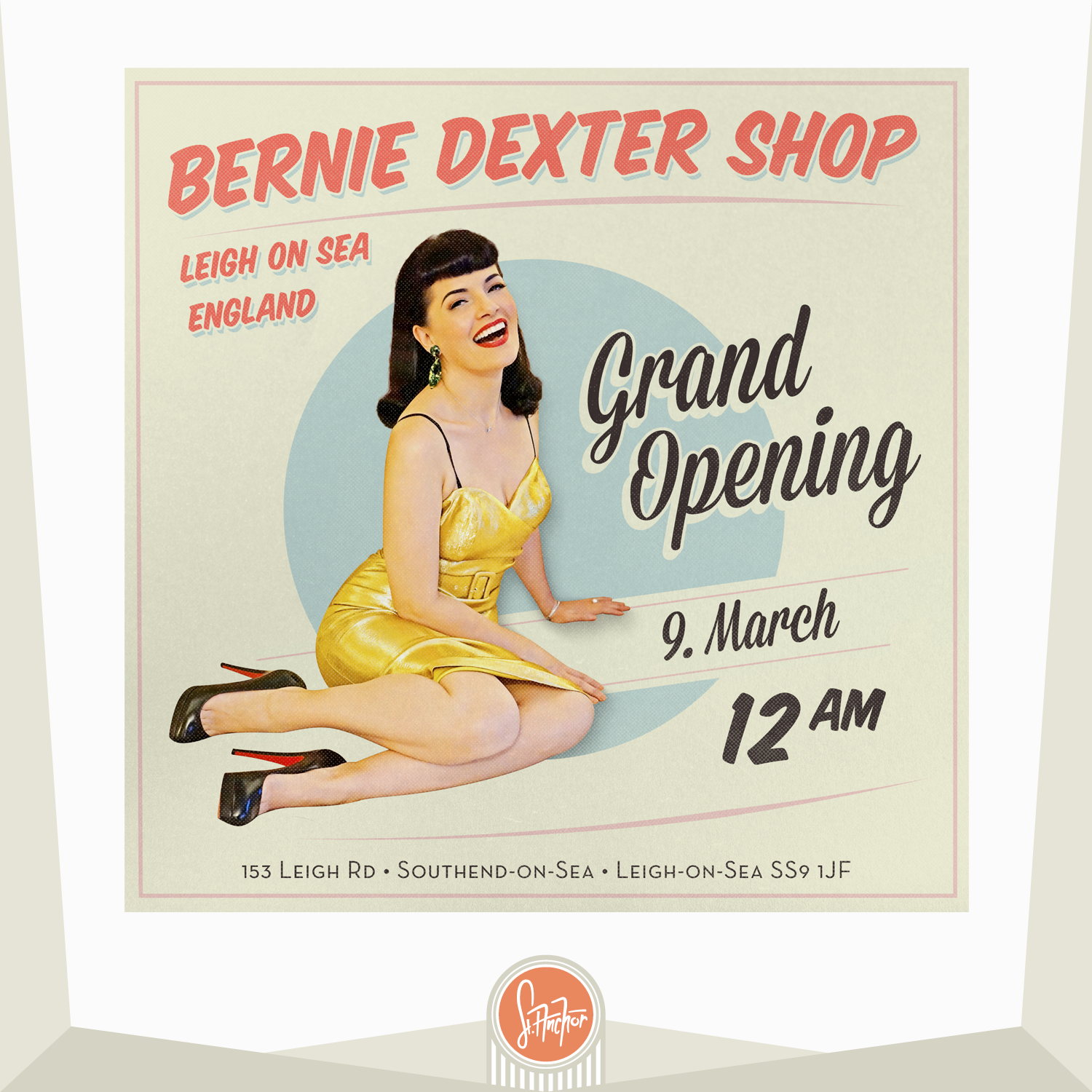 Bernie Dexter Shop Opening - Flyer Design - Model: Bernie Dexter Photo: Levi Dexter